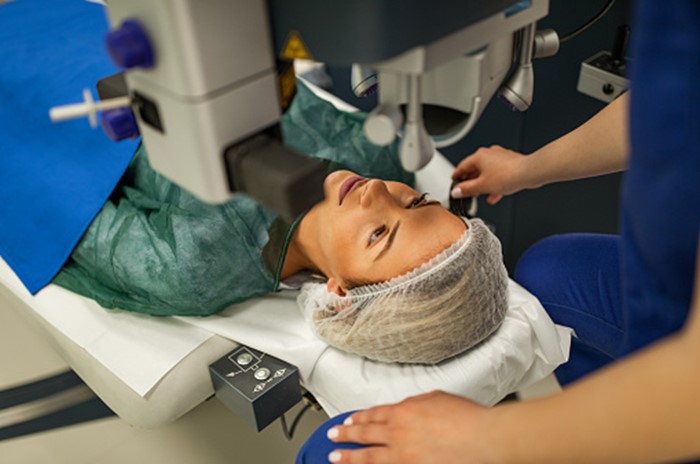 Patient undergoing laser eye procedure in East Stroudsburg, PA
